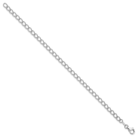 925 Silver 4.5mm Half Round Wire Curb Chain w Clasp Charm Bracelet Starter 8 in. - Picture 2 of 4